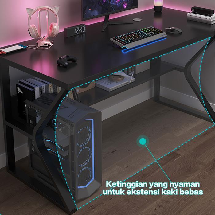 Etife Meja Komputer / Meja Gaming / Meja Komputer Serat Karbon/ Meja Komputer 140Cm / Meja Komputer 