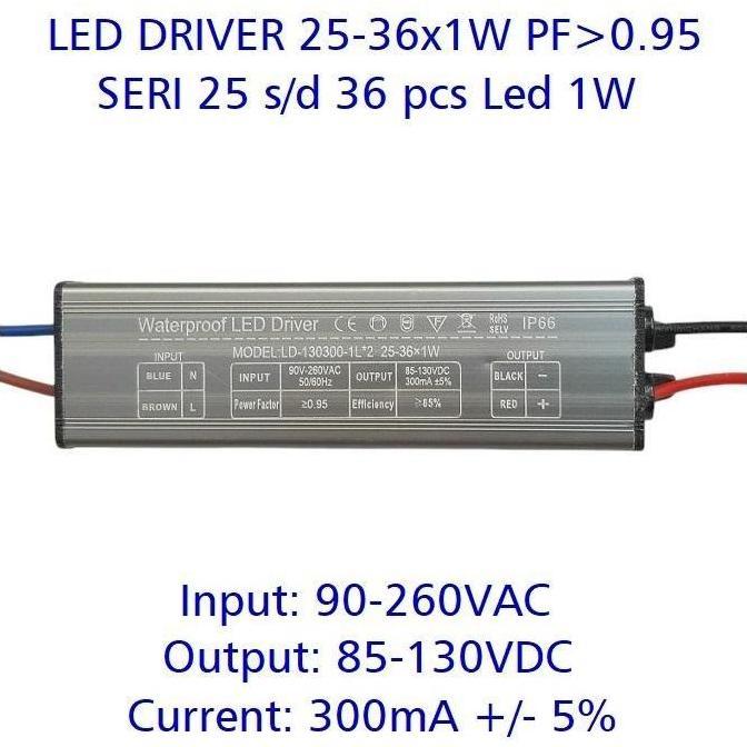 Lightx- Led Driver 1W 300Ma 25-36X1W Wp Pf 0.95