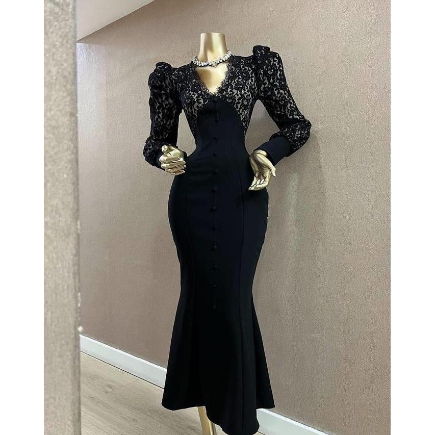 KHUSUS KAMU PRODUK LooWear Luxury Maxi Dress Brukat Duyung Lengan Panjang Premium Scuba Kombinasi Br