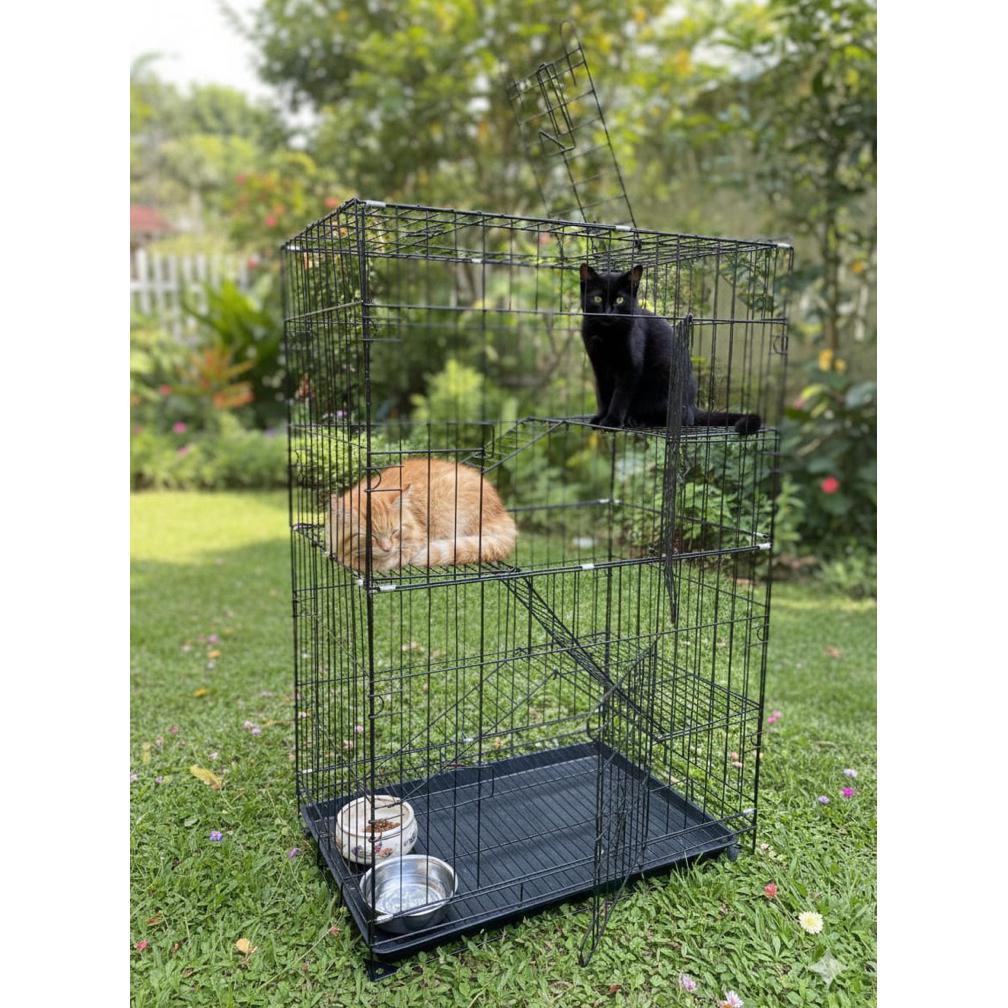 KANDANG KUCING BESI MURAH TINGKAT 3 + RODA 100x60x42 CM