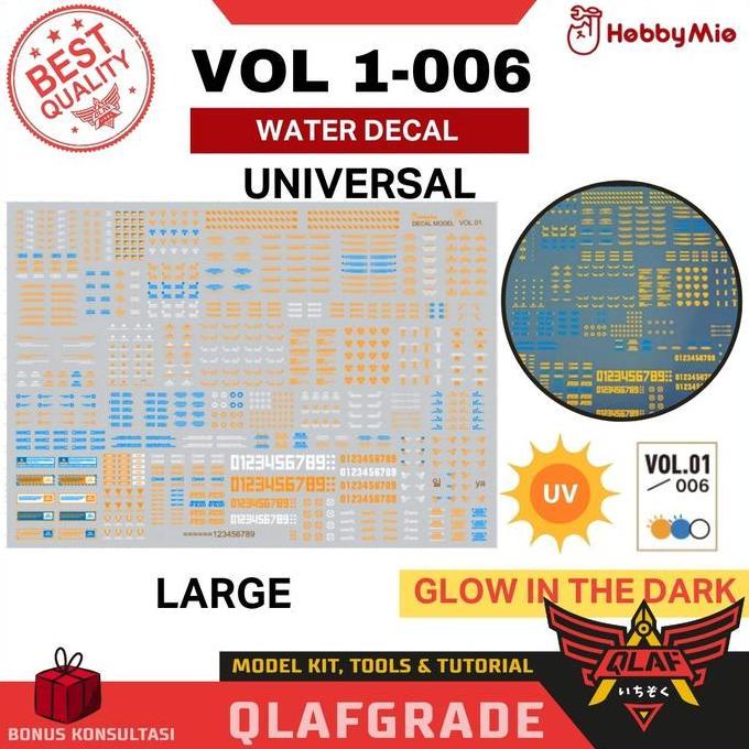 Water Decal Large VOL 1- 006 GLOW IN THE DARK UV MG HG RG PG - High Res. Water Slide DecalHobby mio