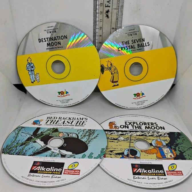 SET 4 PCS VCD KARTUN THE ADVENTURES OF TINTIN DESTINATION MOON, THE SEVEN CRYSTAL BALL, EXPLORER OF 