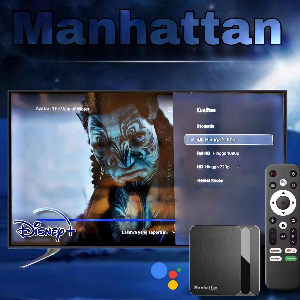 NEW MANHATTAN ANDROID TV BOX STB OS11 REMOT VOICE GOOGLE ASISTANT KARAOKE 2G RAM16G ROM WINDEVINE L1