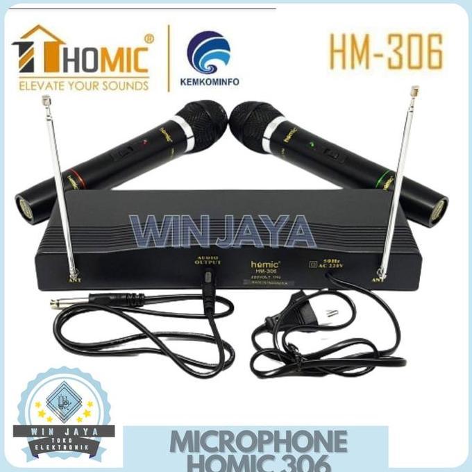 Ajuste- Mic Wireless Double Microphone/Mic Tanpa Kabel/Microphone Wireless Homic 306