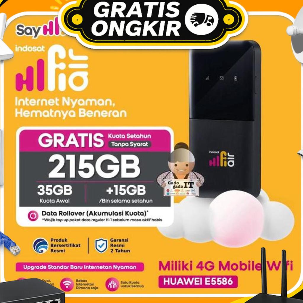Huawei E5586 Hifi Air Mifi Modem Wifi Router 4G Lte Bundling Tri Indosat 215Gb