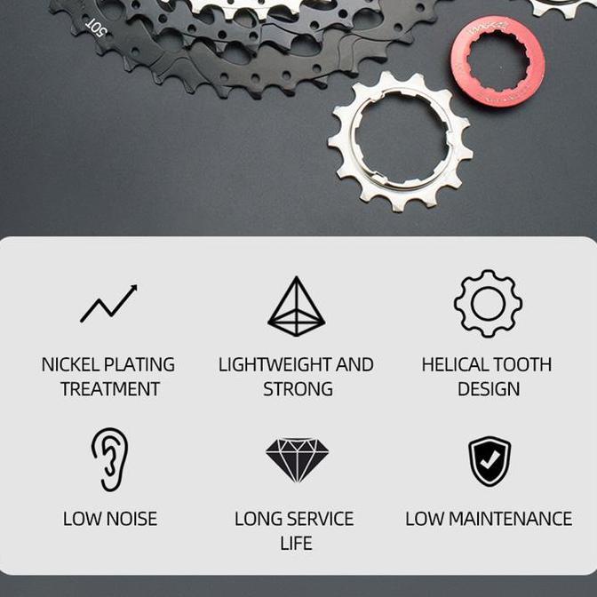 Wake Sprocket 11 Speed 11 - 42T Silver Gear Cassette Sepeda MTB [terbaik]