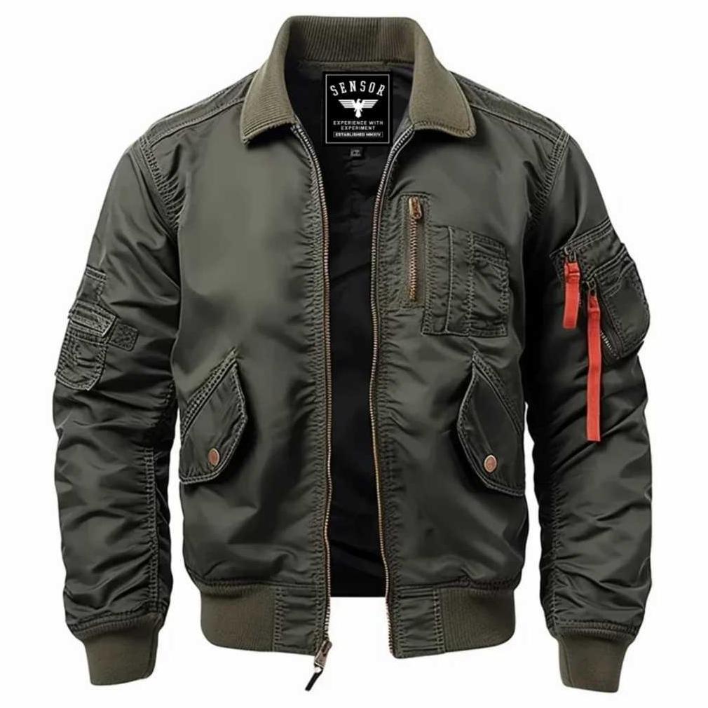 Premium Snsr - Jaket Bomber Pilot Military Sensor / Jaket Bomber Pria Taslan Waterproof / Jaket Bomb