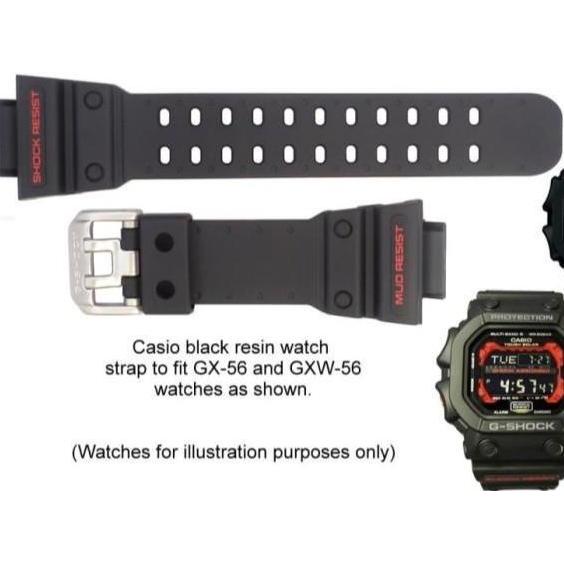 Casio Tali Band Strap Original untuk G-Shock GX-56 & GWX-56 Tali Pengganti Resin Hitam Shock Resist