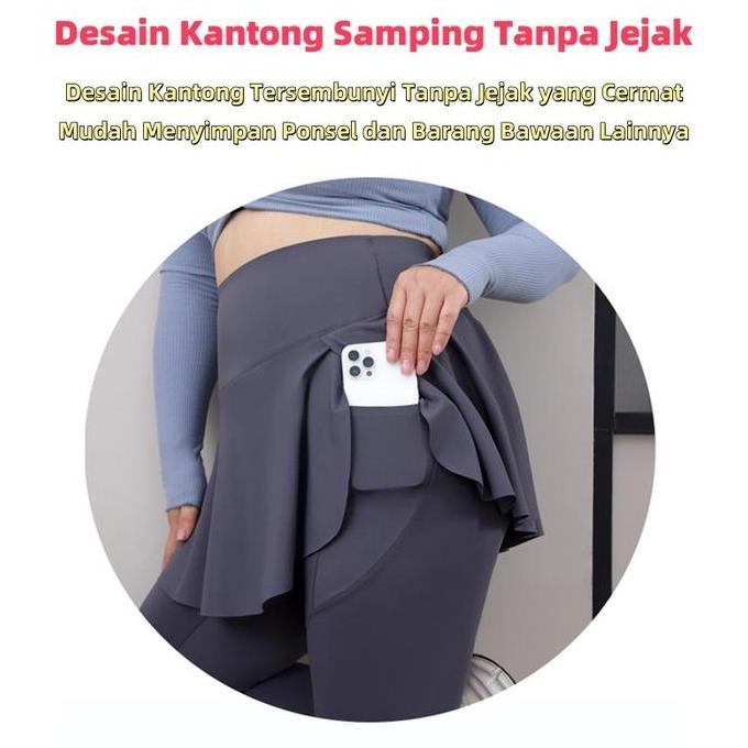 Mantapbetul- Hotshow Abu-Abu Legging Rok Nita Jumbo Celana Yoga & Senam Zumba Ukuran Besar Nyaman St