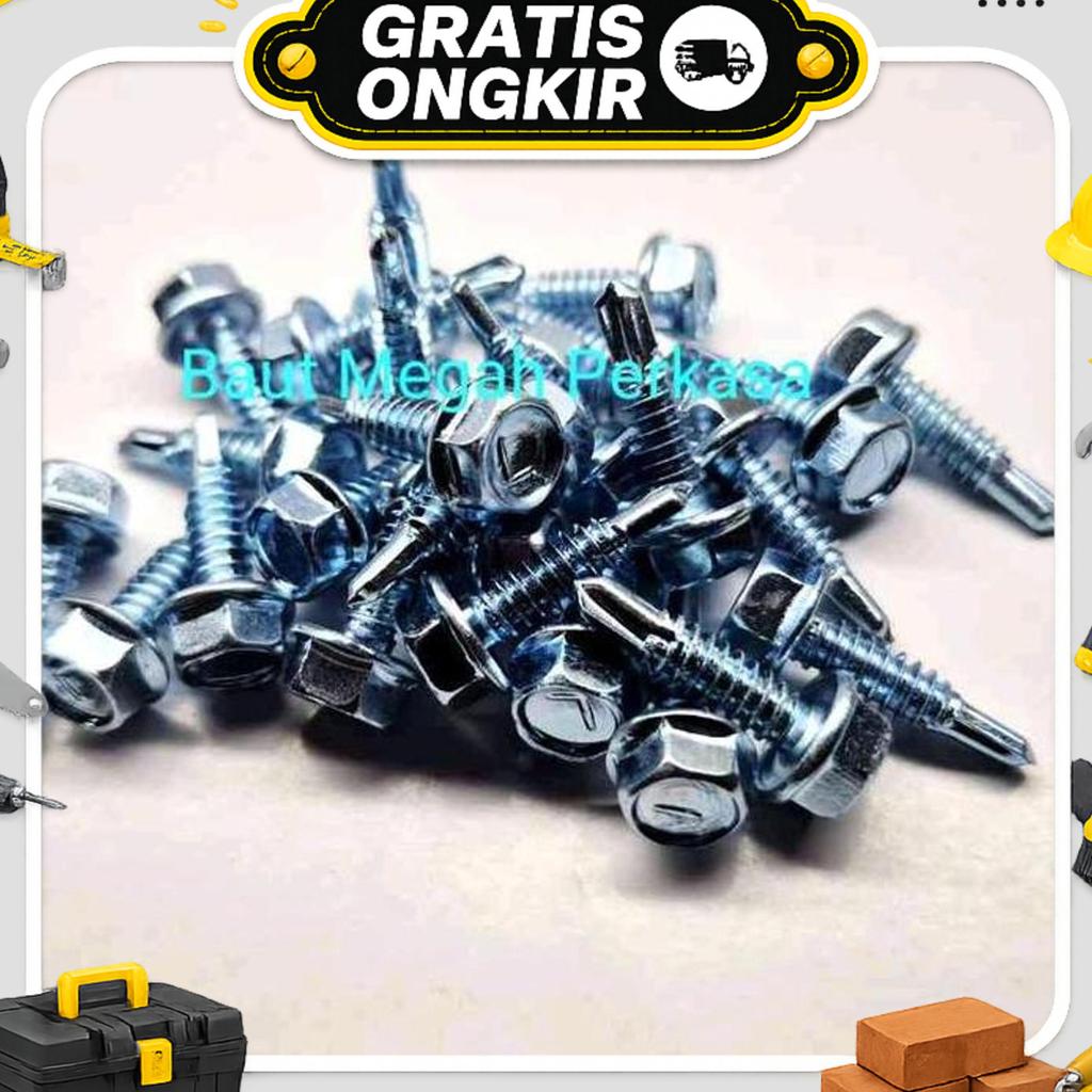 [1000 Pcs] Sekrup Baja Ringan 10X16 (1,6 Cm) Kepala Kode L Moonlion - Baut Baja Ringan