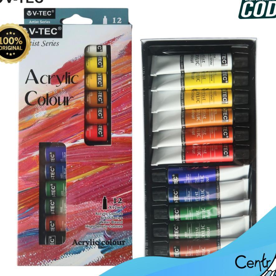 Vtec Cat Acrylic Acrylic Paint Set 12 Warna X12Ml