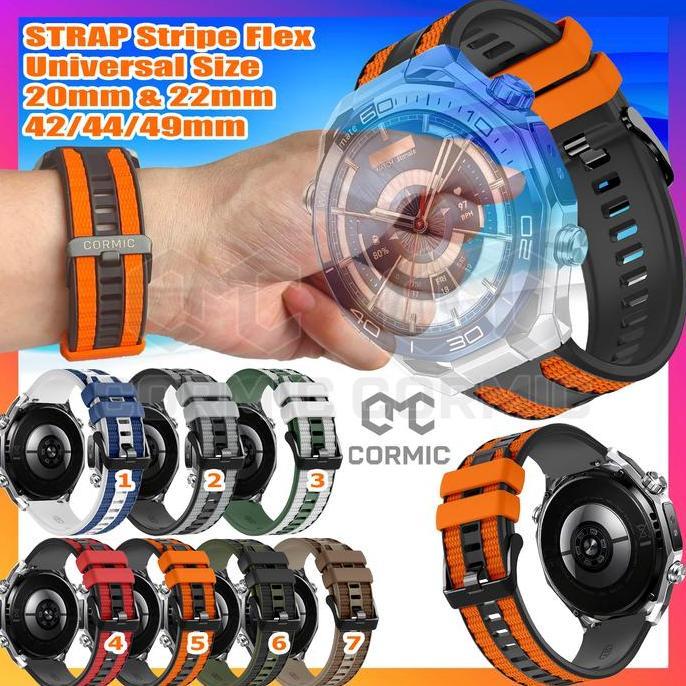 Strap Smartwatch STRIPE FLEX CormiC Tali Jam Tangan Karet Rubber 22mm 20mm 18mm 24mm 26mm Universal 