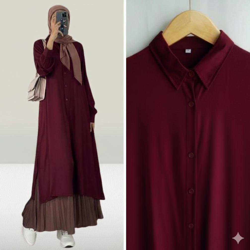 kualitas super long tunik muslim neyla polos bahan rayon twill premium