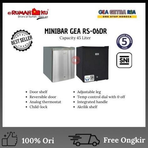 GEA MINIBAR RS-06DR BLACK & INOX/MINIBAR GEA 45L/MINIBAR GEA/KULKAS MINIBAR