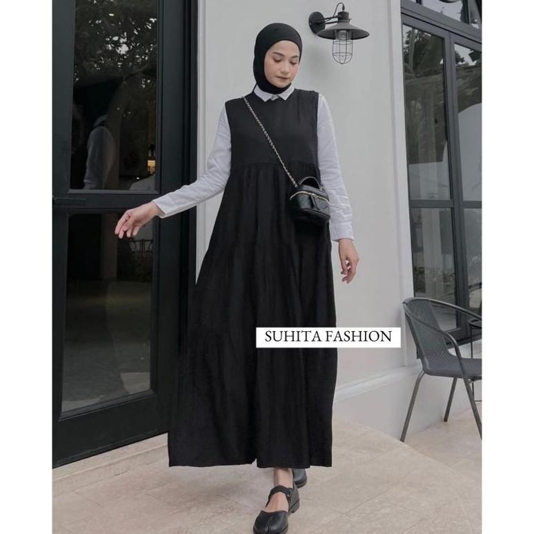 Flash Sale Inner Dress Susun // Dalaman Gamis Tanpa Lengan // Iner Dress Rempel Premium