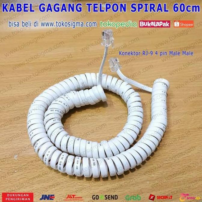 Voruhus- Kabel Gagang Spiral Rj-9 4P4C Telephone Cable Telepon Rj9 60Cm