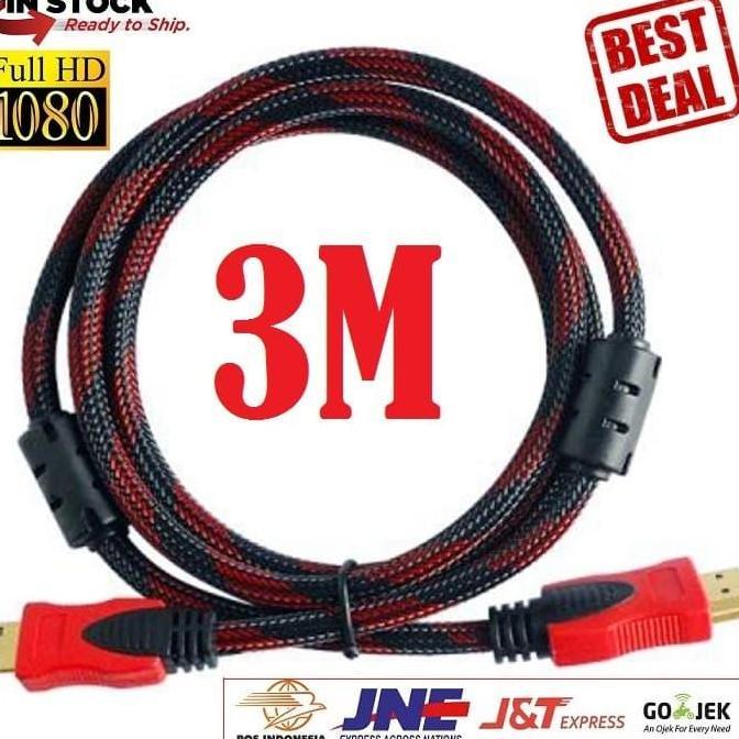 Lansungkirim- Kabel Monitor Hdmi 3 Meter Jaring 3M M-Tech