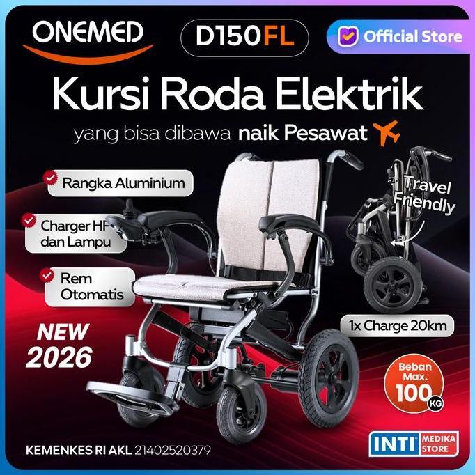 [BARU 2026] ONEMED - Kursi Roda Elektrik Travelling Lipat D150FL | Ultra Portable Electric Wheelchai