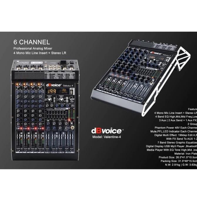 Murah Mixer Dbvoice Valentine 4 Original Mixer 4 Channel Bluetooth