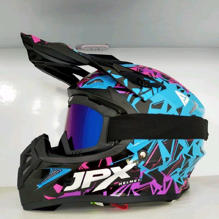 Helm Jpx Cross X33 Light Blue Gloss Original Dan Terpercaya