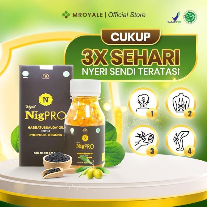 Royal NigPRO Habbatussauda Extra Trigona & Daun Bidara - Herbal Nyeri Sendi , Kesemutan , Rheumatic 