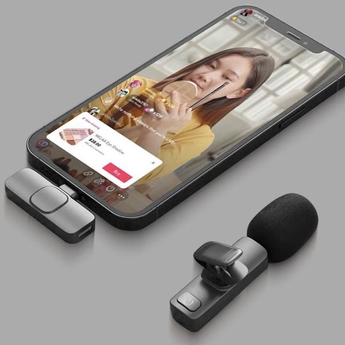 Murah K8 K9 Microphone Wireless Mikropon Bluetooth Clip On Hp Vlog Microfon Youtuber Recording Porta