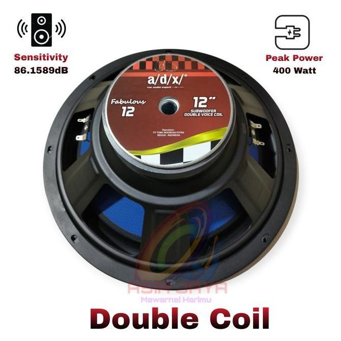 Subwoofer ADX Fabulous 12 inch Double Coil Biru Bass Black Speaker
