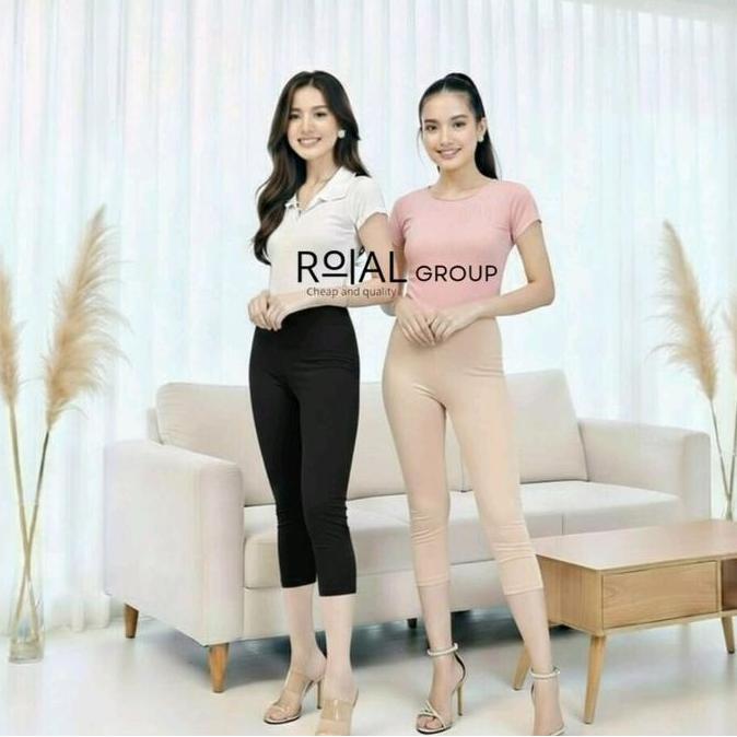 DE186 - PAKET 2 PCS Legging 7/8 Spandex Licin Leging Pendek Wanita