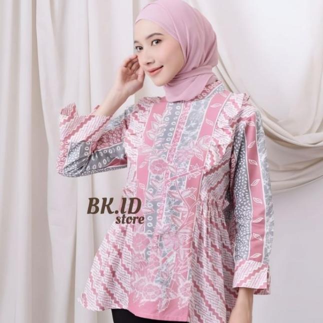 Batik Kantoran Id Atasan Batik Wanita Motif Shintya  Series Pekalongan Size M,L,Xl,Xxl || Bkil