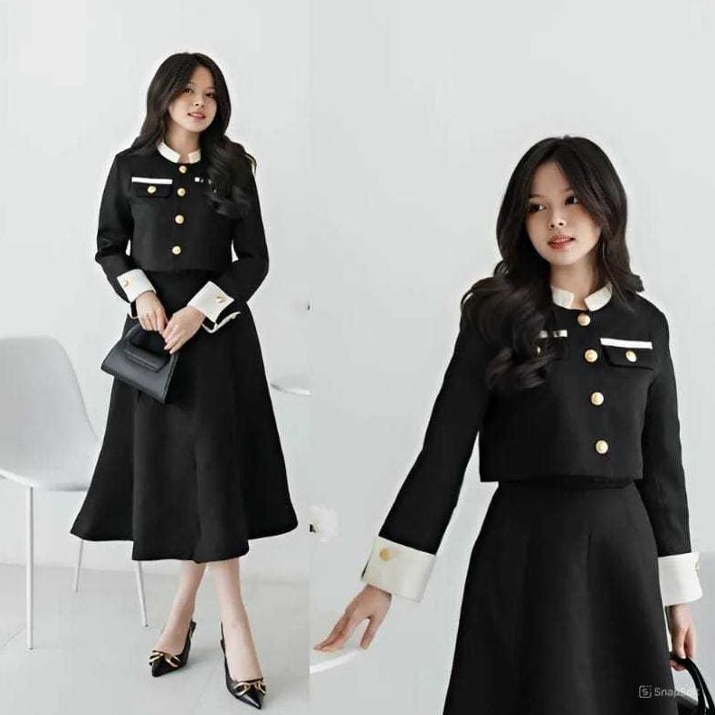 Grosir Setelan Blazer Remaja Baju Dan Rok Model Korea Set Wanita One Set Polos Tebaru Elora