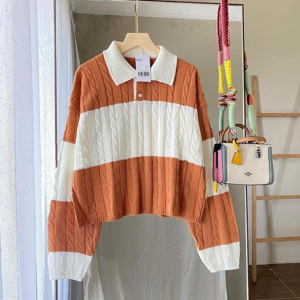 Promo  Sweater Baju Rajut  Perempuan / Sweater Crop Top Perempuan / Atasan Wanita Trend Kekinian  / 