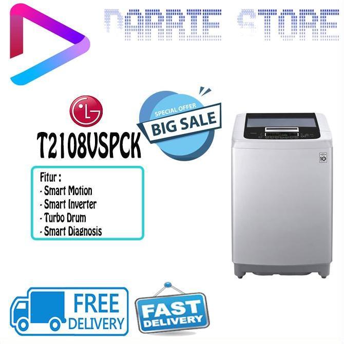 LG T2108VSPCK MESIN CUCI TOP LOADING 8 KG TURBO DRUM T2108 2108VSPCK