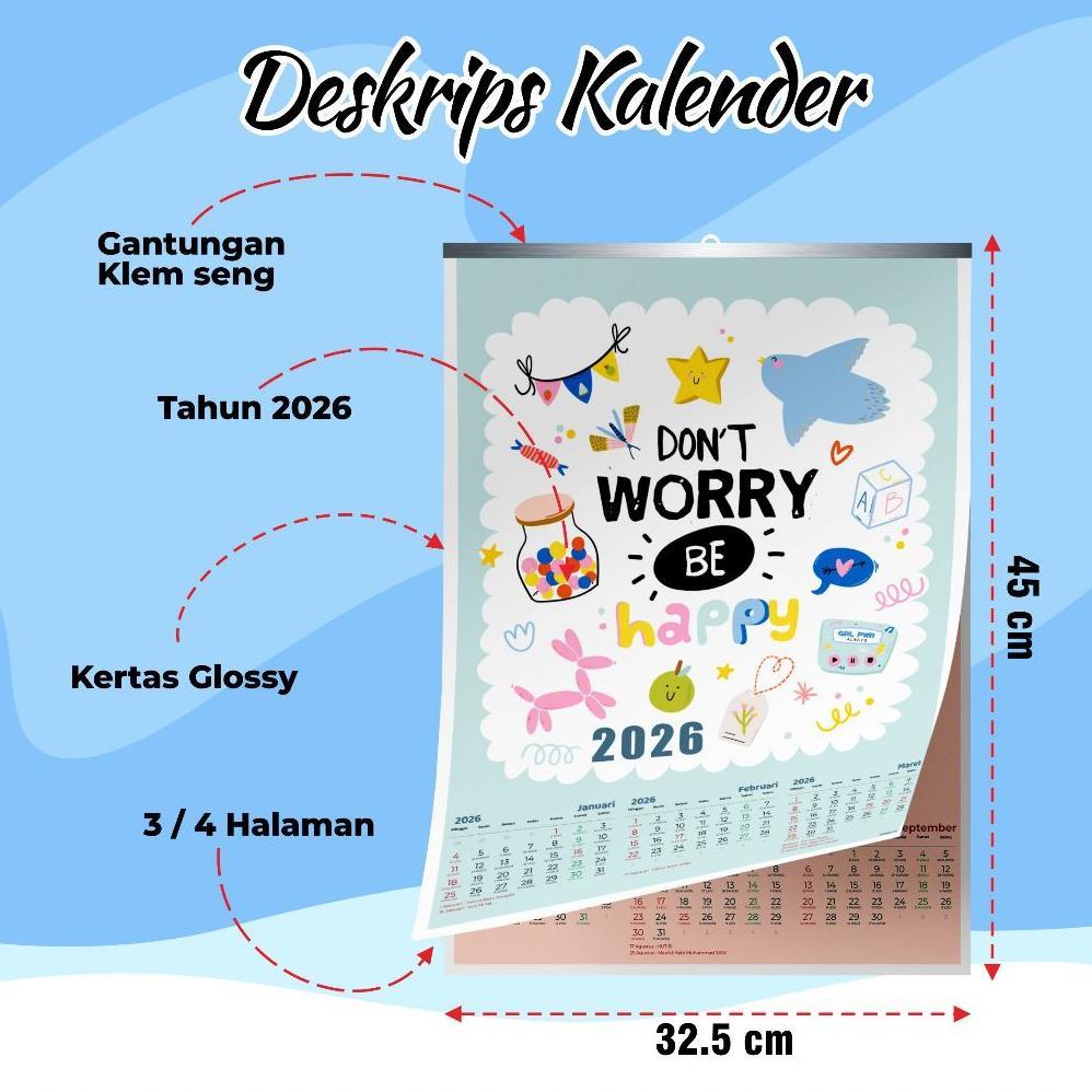 CUCI GUDANG Kalender dinding - wall callendar - kalender gantung 2026, Kalender aesthetic