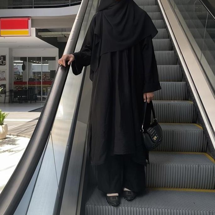 MELBIZY Zaura Abaya | Set Abaya Tunik & Celana | Abaya Batwing