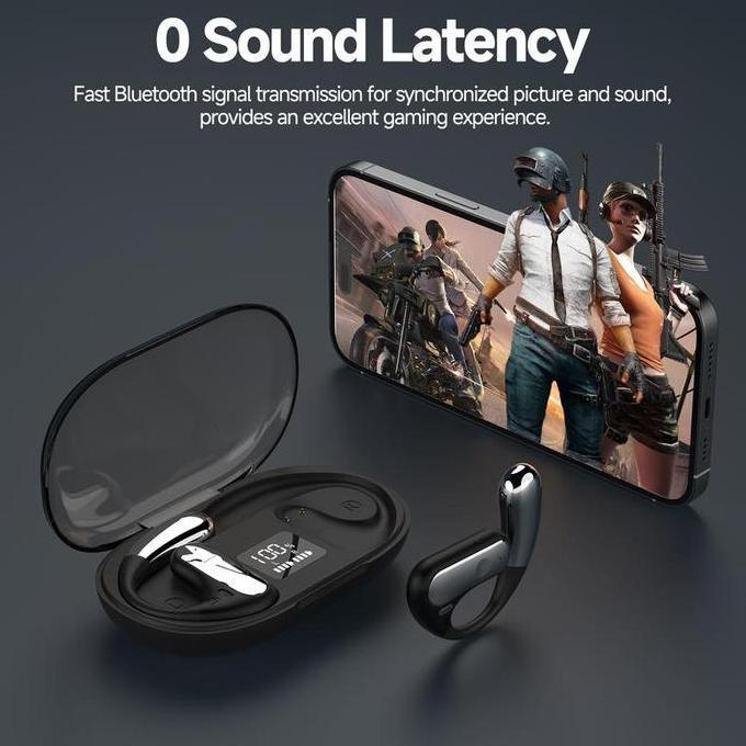 GOOJODOQ TWS Bone Conduction Earphone Bluetooth Nirkabel TWS Headset Sport Gaming HIFI Stereo