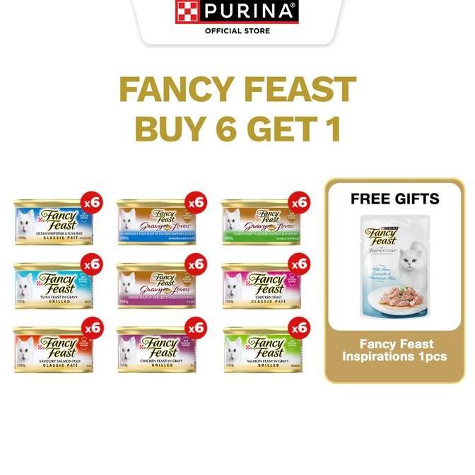 [BUY 6 GET 1] FANCY FEAST 85gr x6pcs Free Fancy Feast Inspirations 1pcs