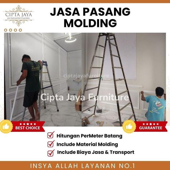 Jasa Pasang Wall Molding Moulding PVC Hiasan Dinding Permeter Jabodetabek 36 meter batang hingga 100