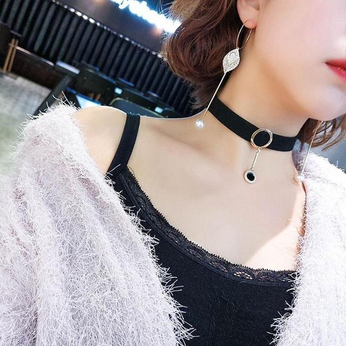 Kalung Wanita Korea Choker Hitam Aksesoris Wanita Perhiasan