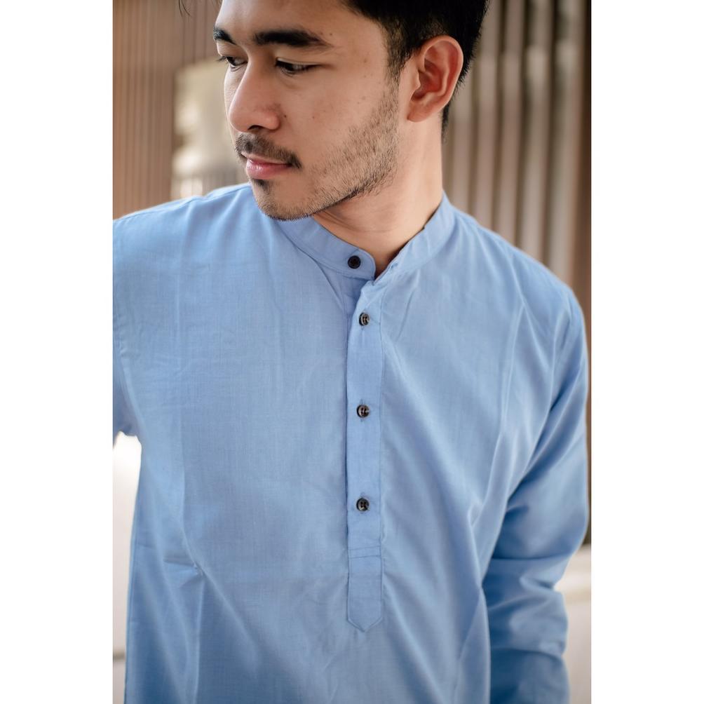 BESTPROMO Baju Koko Kurta Lengan Panjang Warna Biru Muda Biru Laut Ada Big Size Banyak Warna