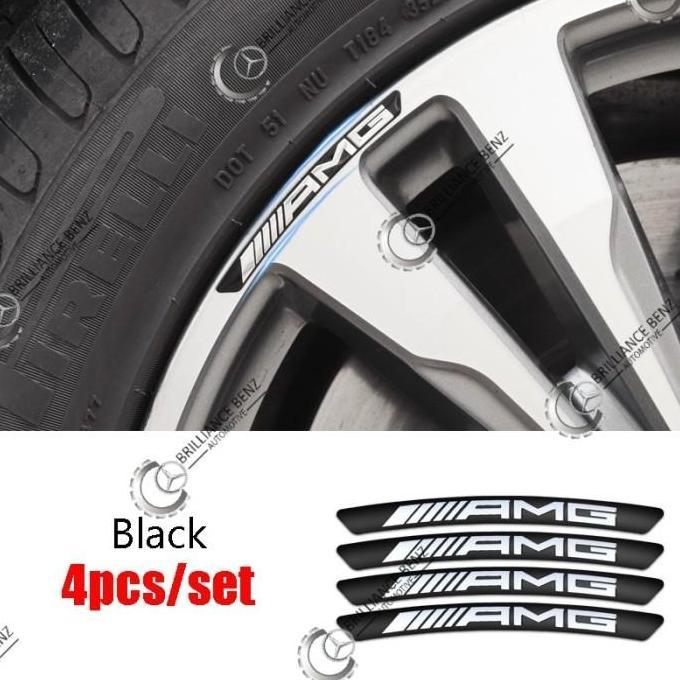 4PCS EMBLEM ALUMUNIUM STICKER VELG AMG BRABUS MERCEDES WHEEL RIM AMG