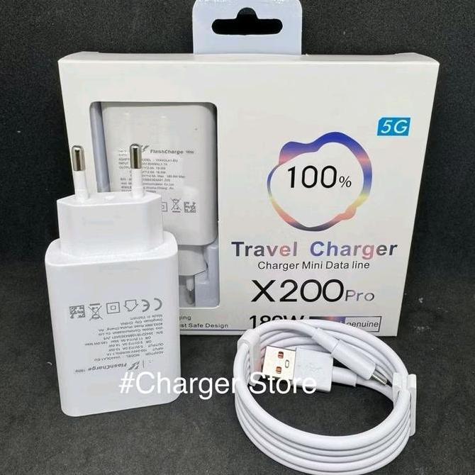 Charger VIV0 180W X200 Pro Fast Charging Ori 100% Flash Carger Micro USB - Type C Travel Charger Pen