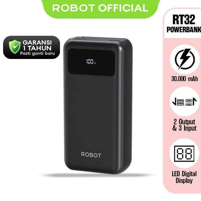 PowerBank ROBOT 30000mah RT32 Quick Charging Powerbank Garansi 1 tahun  [BISA COD]