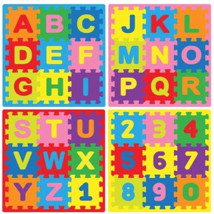 Matras Abjad Mini ukuran 8x8 isi 36pcs / mainan edukasi anak / Puzzle Lantai mainan  puzzle pazel