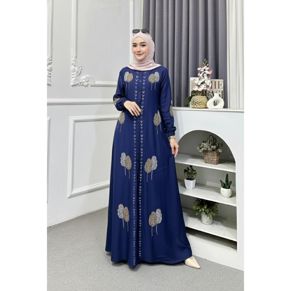 Disc M L Xl Xxl Gamis Twill Rayon Premium Kombinasi Bordir Model Kancing Terbaru Jumbo Syar'I Kekini