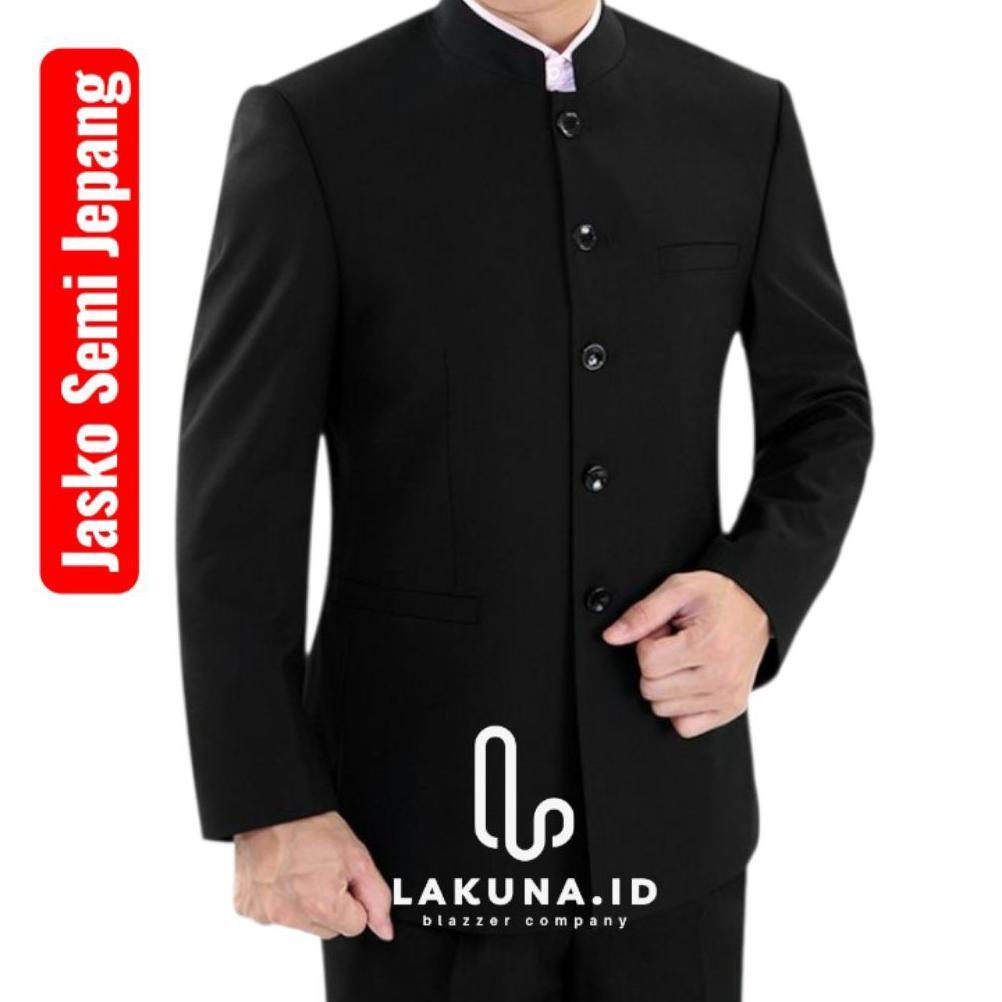 Murah Lakuna.Id-Jasko Pria Dewasa Polos Kerah Mandarin Premium Formal Elegant Anti Kusut