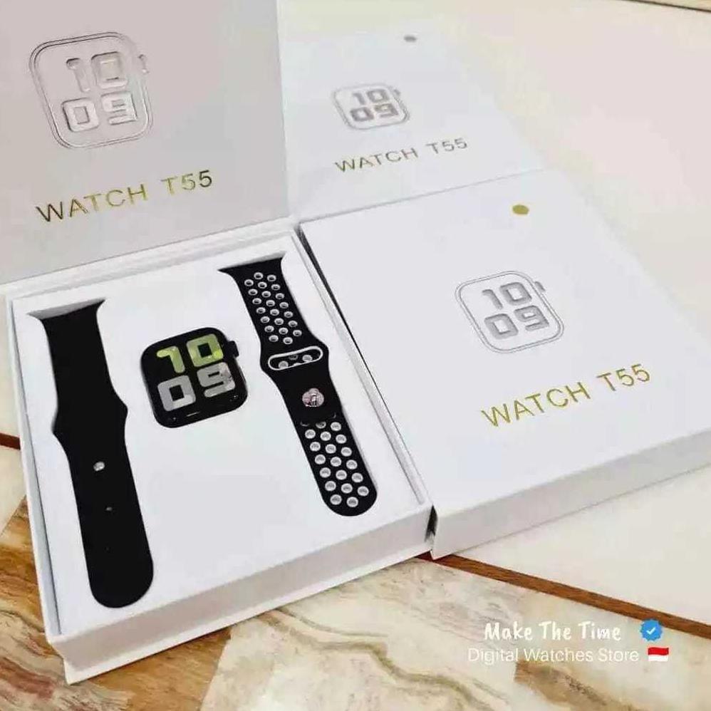 garansi jam tangan smartwatch t55 dapat 2 tali / t500 / t500+ bluetooth call touchscreen jam tangan 