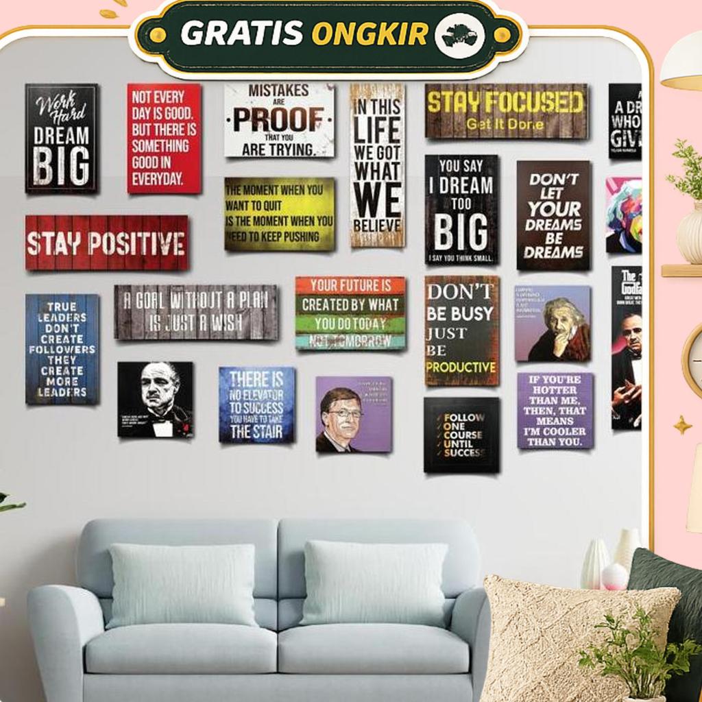 [22Pcs / Fullset] Poster Podcast Deddy Corbuzier Close The Door Wall Decor Retro Vintage Quote