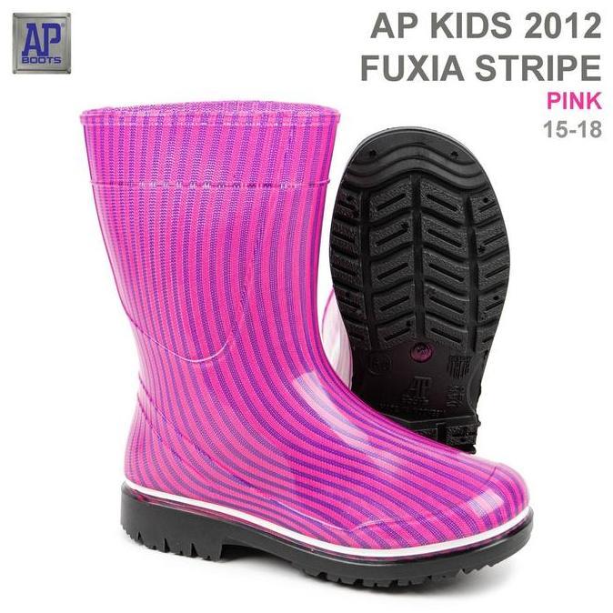 AP Boots AP KIDS 2012 FUXIA STRIPE - Sepatu Boot PVC Anak Kaki Motif Fashion
