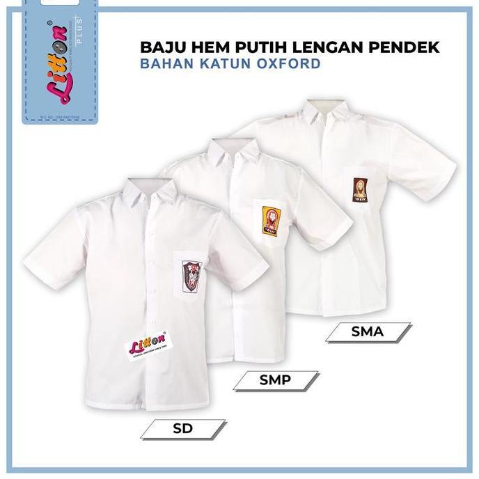 LITTON+ Baju Seragam Sekolah SD SMP SMA Polos | Seragam Sekolah Jumbo