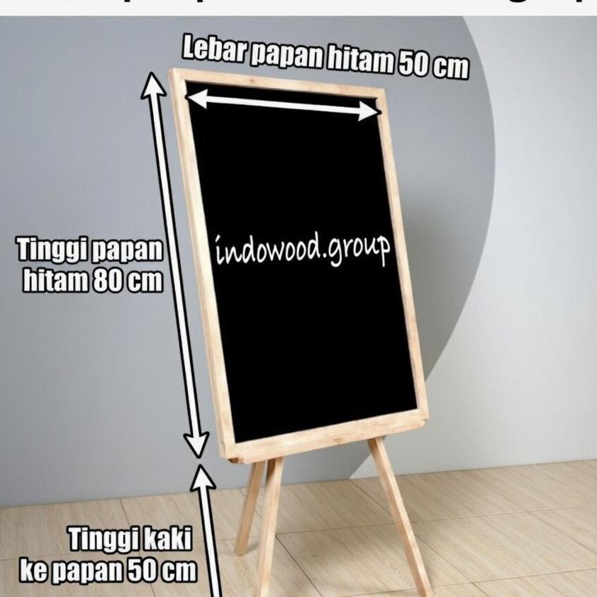 Papan Tulis Blackboard 50X80Cm + Stand (Gratis Kapur 1 Box & Penghapus) Total Tinggi 130Cm | Igs10